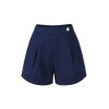 Navy Blue  Solid Button Shorts