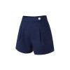 Navy Blue  Solid Button Shorts