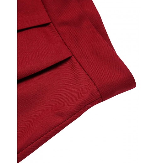 Red  Pleated Turn Over Shorts