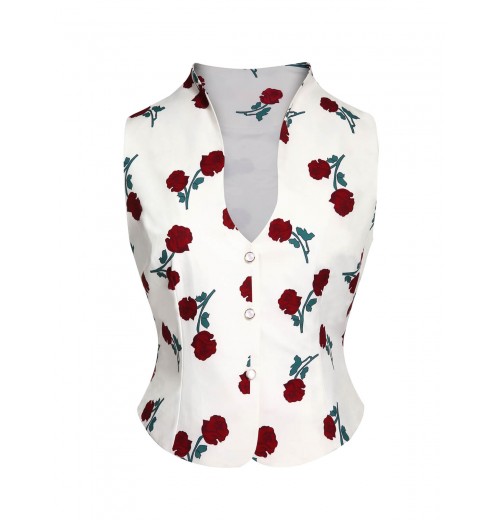 White  Roses Vintage Sleeveless Top