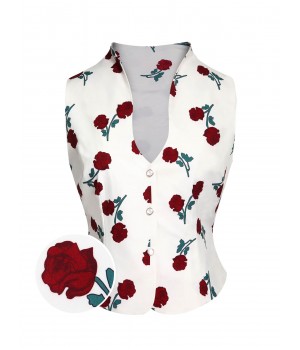 White  Roses Vintage Sleeveless Top