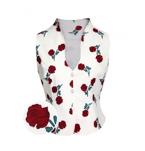 White  Roses Vintage Sleeveless Top