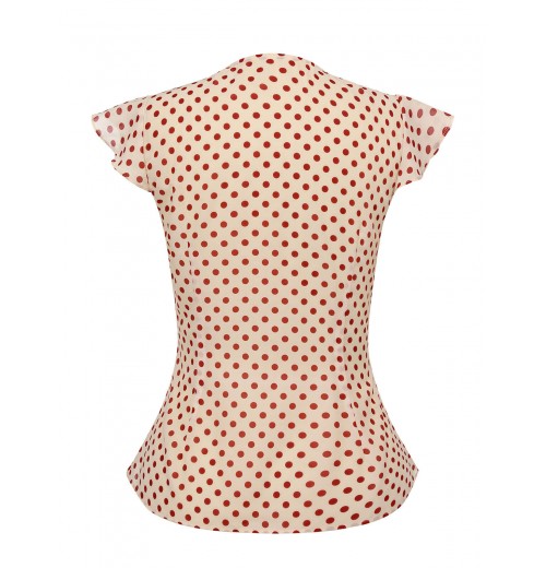  Red Polka Dot Fly Sleeve Blouse