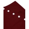 2PCS  Red Polka Dot Blouse & Burgundy Pants