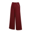 Red  Burgundy Button Wide leg Pants