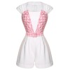 2PCS  Pink Plaid Skrit & Romper With Belt