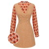 2PCS  Orange Blouse & Tweed Mini Dress