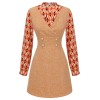 2PCS  Orange Blouse & Tweed Mini Dress