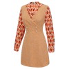 2PCS  Orange Blouse & Tweed Mini Dress