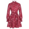 Plus Size Wine Red  Ruffles Floral Dress