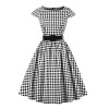 Plus Size Black  Gingham Plaid Belted Swing Dress