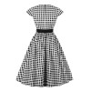 Plus Size Black  Gingham Plaid Belted Swing Dress