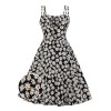 Plus Size Black  Spaghetti Strap Daisy Dress