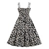 Plus Size Black  Spaghetti Strap Daisy Dress