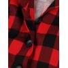 Plus Size Red & Black  Plaid Lapel Dress With Belt