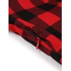 Plus Size Red & Black  Plaid Lapel Dress With Belt