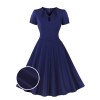 Plus Size Dark Blue  Keyhole Swing Dress