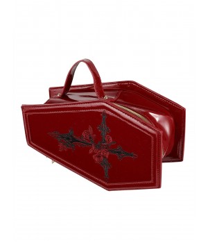 Wine Red Halloween Coffin Bag