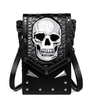 Black Halloween Embroidered Skull Bag