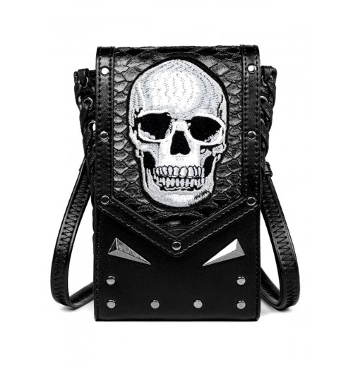 Black Halloween Embroidered Skull Bag