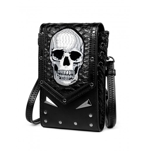 Black Halloween Embroidered Skull Bag