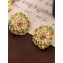 Green Rhinestone Pearl Flower Ear Studs