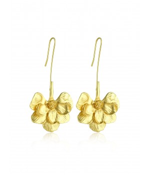 Long Floral Golden Temperament Earrings