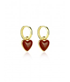  Red Heart Ring Earrings