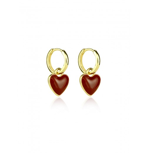  Red Heart Ring Earrings