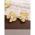 Gold Flower Pearl Stud Earrings