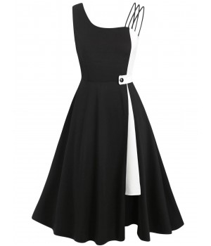 Black  Solid Spaghetti Dress