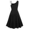 Black  Solid Spaghetti Dress