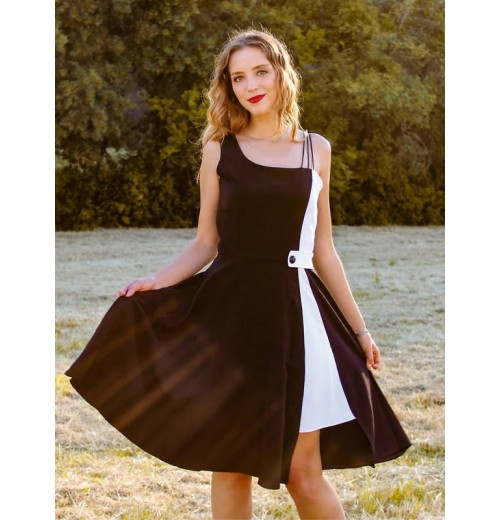 Black  Solid Spaghetti Dress