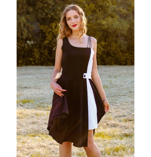 Black  Solid Spaghetti Dress