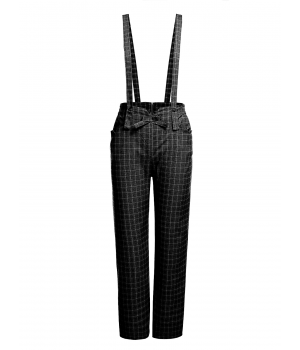 Black  Solid Suspender Pants