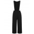 Black  Solid Suspender Pants