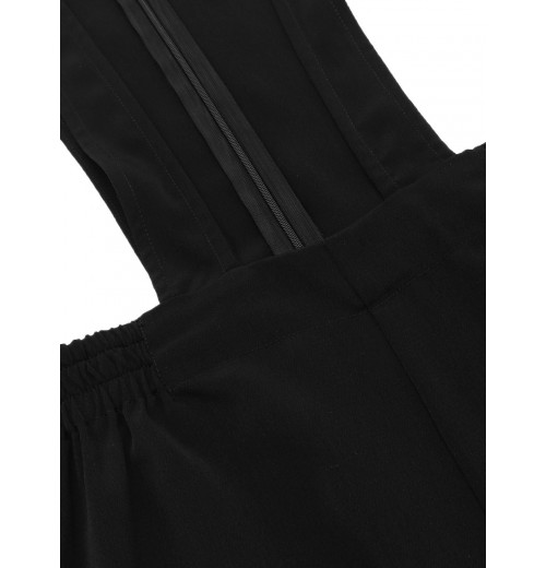 Black  Solid Suspender Pants