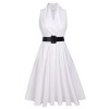 White  Halter Belted Swing Dress