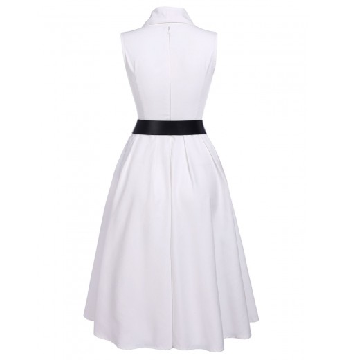 White  Halter Belted Swing Dress