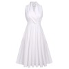 White  Halter Belted Swing Dress