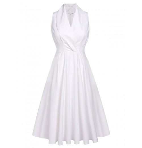 White  Halter Belted Swing Dress