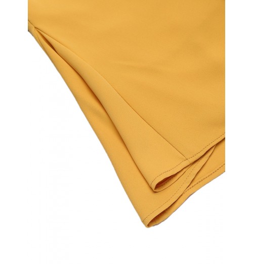 Yellow  Ruffled Pockets Shorts