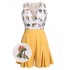 2PCS Yellow  Embroidery Top & Pockets Shorts