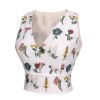 White  Floral Embroidery Crop Top