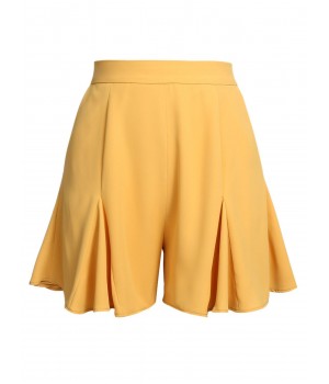 Yellow  Ruffled Pockets Shorts