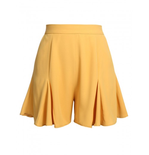 Yellow  Ruffled Pockets Shorts