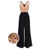 Black  Polka Dot Patchwork Belt Jumpsuit