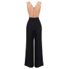 Black  Polka Dot Patchwork Belt Jumpsuit