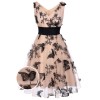 Nude  Lace Butterfly Swing Vintage Dress