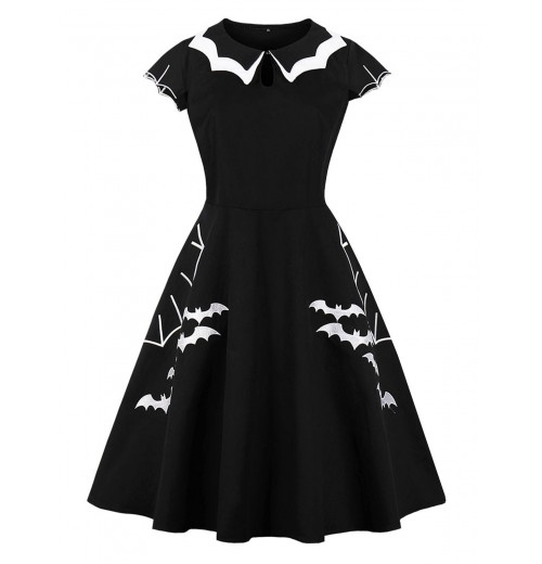 Plus Size Black  Bat Swing Dress